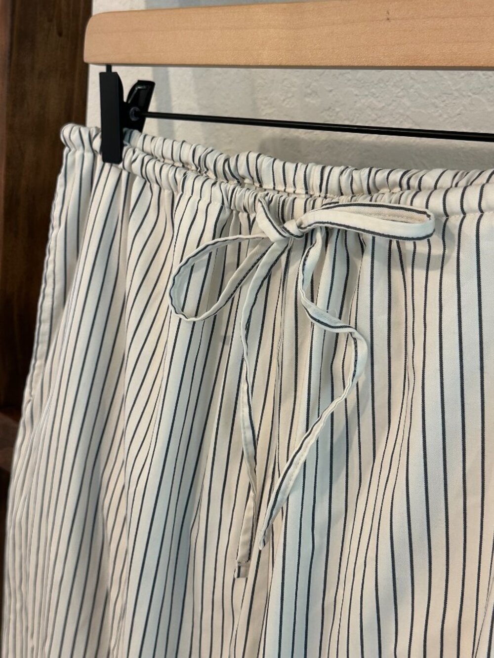 American Eagle White Blue Stripe Drawstring Pants Medium Casual Lounge Beach Pan - Picture 6 of 14